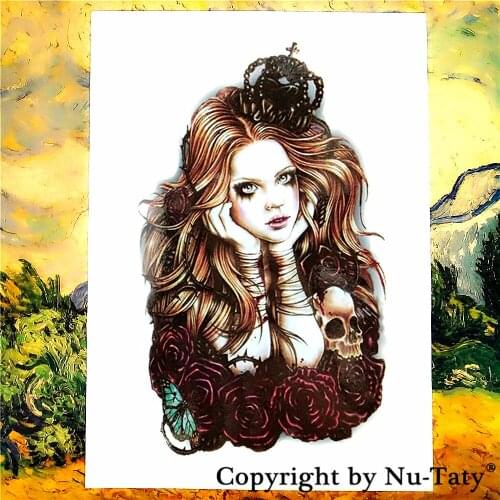 SHNAPIGN Gothic Princess Temporary Tattoo Body Art Flash Tattoo Stickers 21*15cm Waterproof Car Styling Home Decor Wall Sticker