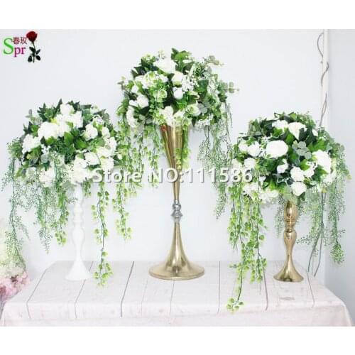 SPR 40cm wedding table centerpiece flower ball with green leaves arch table runner flowers artificial party decoration backdrop