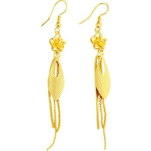 VAMOOSY Unusual Earring Dubai Original 24K Gold Color Woman Long Tassel Earing Fashion Jewelry 2020 Wedding Valentines Day Gift