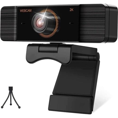 Webcam with Microphone 30FPS Full HD 2K 1440P Webcam with Privacy Cover and Tripod Wide Angle Video Camera