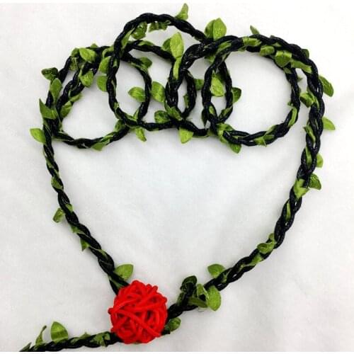 3 Yard Vintage Satin Leaf Leaves Green Fake Plant Vine Garlands Weaving Ribbon Sew On Lace Trim Wedding Dress Veil Home Deco