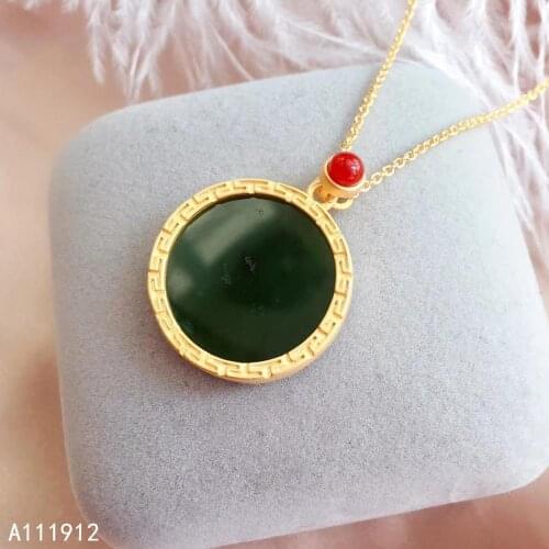 KJJEAXCMY fine jewelry natural Jasper 925 sterling silver women pendant necklace chain support test lovely