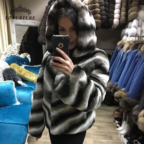 2020 hot sale women real natural rex rabbit fur coat high quality 100% genuine rex rabbit fur chinchilla color winter jacket