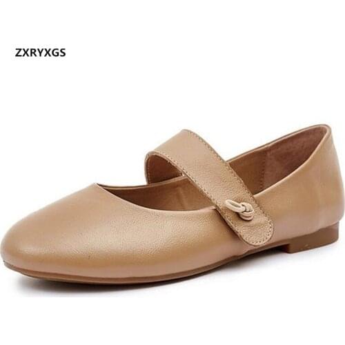 Top soft cowhide comfortable shoes women shoes flats 2020 new soft sole autumn flat shoes women genuine leather shoes casual
