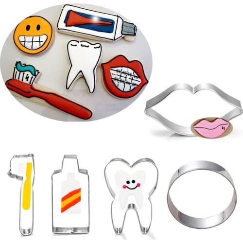 1pcs patisserie reposteria Tooth Toothpaste Toothbrush Lip Mold Metal Cookie Cutter Fondant Cake Tool Biscuit Mould Pastry Shop