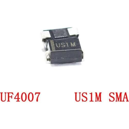 100pcs/lot SMD fast recovery diode US1M UF4007 SMA DO-214AC 1A/1000V