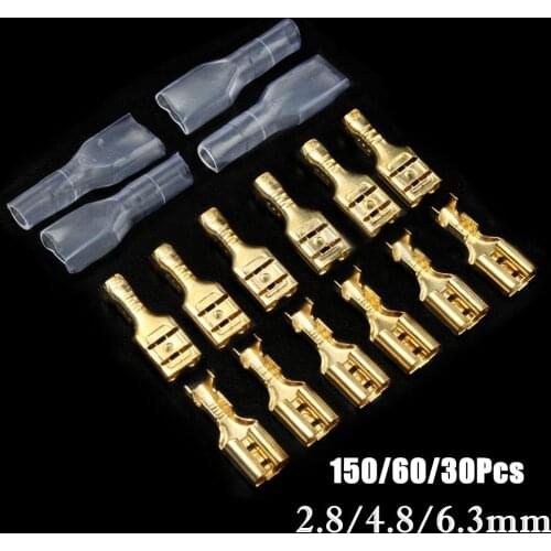 150/60Pcs 2.8/4.8/6.3mm Insulated Male Female Wire Connector Electrical Wire Crimp Terminals Spade Connectors Assorted Kit
