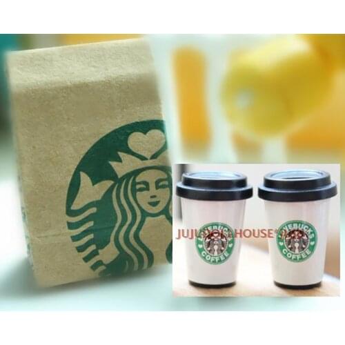 3pcs/set Dollhouse Miniature 2 Coffee Cups with 1 Bag Mini Kitchen Play Doll food for Barbies, Pullip, Blyth 1/6 Doll