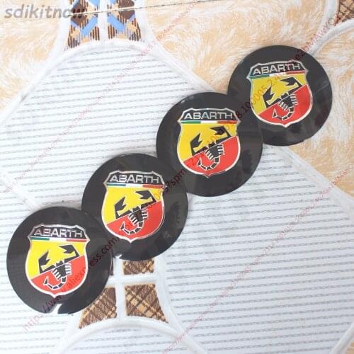 56mm 4pcs Car Sticker Wheel Center Hub Caps Cover Rim Sticker decoration For For Abarth fiat 500 grande punto bravo doblo panda