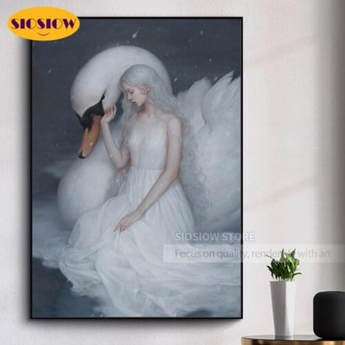 5d Diy Diamond Painting Swan Women Cross Stitch 3d Diamond Mosaic Embroidery Swans Full Square Animal Decoration Home Girls Room
