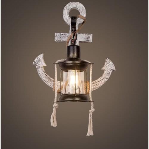 American Vintage Wall Lamp Industrial Retro Wooden Light Restaurant Cafe Bedroom Bar Home Bedside Retro Glass Wall Lamp