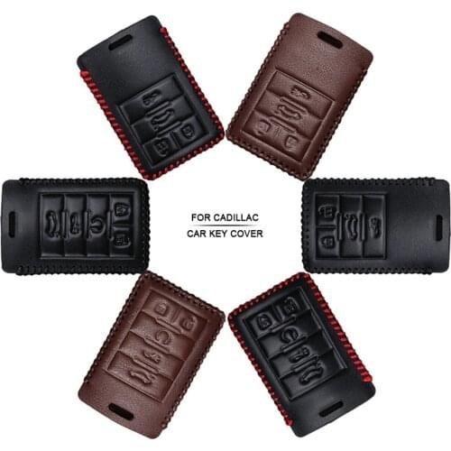 Car Accessories Key Cover Case For Cadillac CTS Escalade SRX ATS STS XTS CT6 XT5 Hand-woven Smoky Grey Metal Keyring Keychain