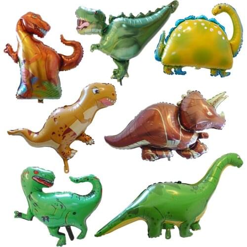 1set Large 4D Walking Dinosaur Foil Balloom Green Dinosaur Standing Dragon Baby Shower Birthday Party Decoration Supplies Globos