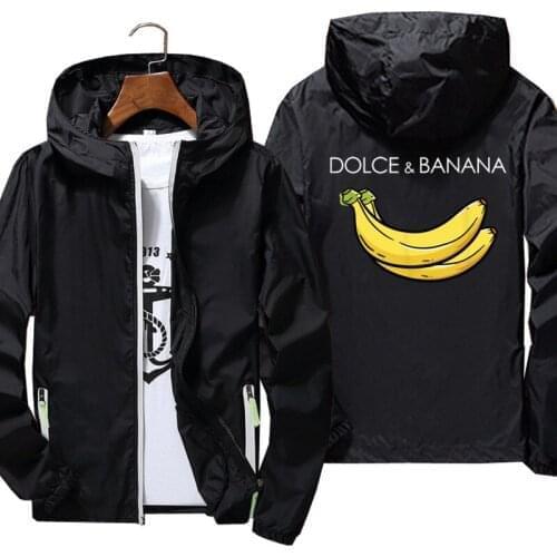 Spring Autum Mens Women Bomber Hooded Dolce & Banana Motorcycle Sports Pilot Casual Thin Windbreaker Sunscreen Skin Jacket 7XL