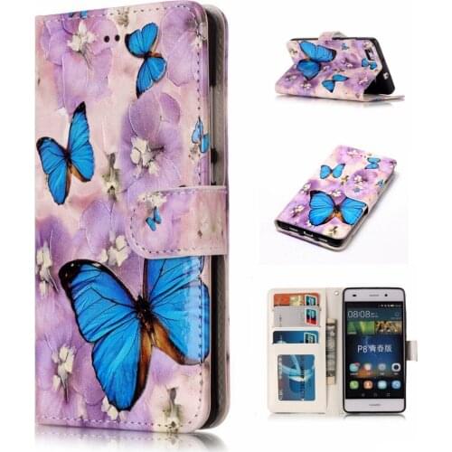 For Huawei P8 Lite 2017 Case Luxury Leather flip Cover For Huawei P9 Lite Wallet Stand Protective Lighting Oil Plated Phone Case