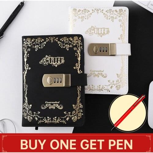 Business Password Lock Man Notebook For Women Vintage Diary Notepad A5 Note Book Stationery Gift Traveler School Journal