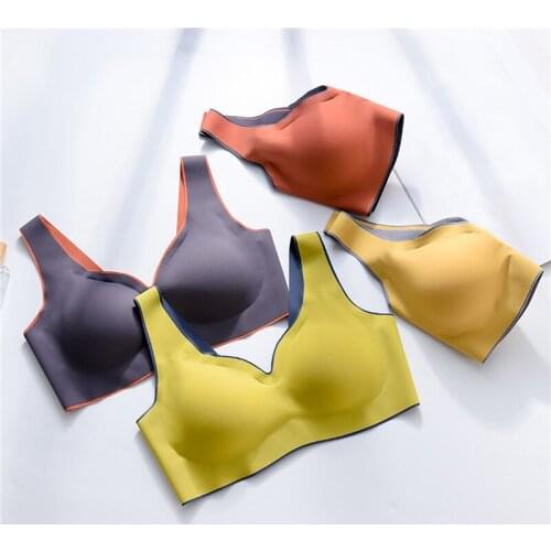 Womens Bra Thai Latex Underwear Ladies Thin No Steel Ring Ultra-Light Gathering Sports Vest Sleep Bra 6 Colors Available