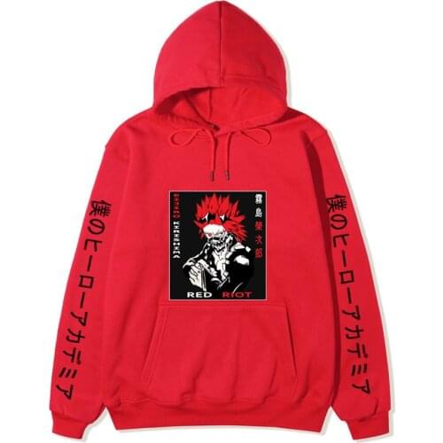 Durable Harajuku My Hero Academia Hoodies Japanese Anime Kirishima Eijirou Fashion Printed Casual Hoodie Sweatshirts