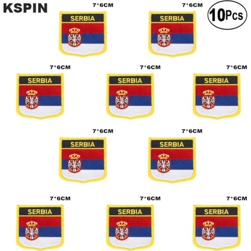 Serbia Flag Embroidery Patches Iron on Saw on Transfer patches Sewing Applications for Clothes in Home&Garden