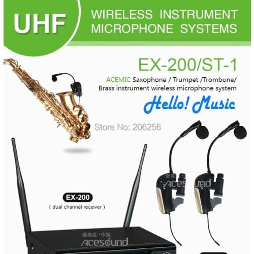 True diversity Dual Channel Professional saxophone wireless microphone EX-200/ST-1 IR sync 80M operating range