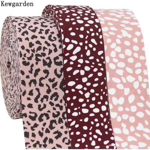 Kewgarden 1" 1.5" 25 40mm 10mm Leopard Fabric Layering Cloth Ribbon Handmade Tape Webbing DIY Hair Bow Tie Accessories 10 Meters