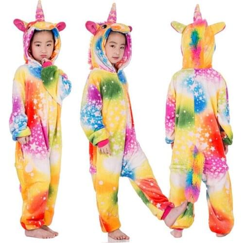 Kigurumi Winter Kigurumi Animal Pajamas Unicorn Rainbow Star Kigurumi Kids Girls Kigurumi Pajama Boys Pijama 8 10 12T