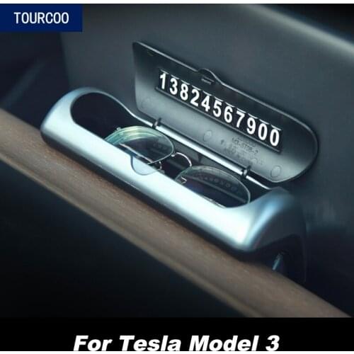 Car Interior Modification Glasses Storage Box Car Temporary Parking Card for Tesla Model 3 Car Styling Accessories