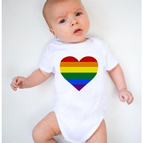Summer Cotton Newborn Baby Bodysuit Rainbow Heart Print Boys Girls Bodysuits Short Sleeve Jumpsuit Baby Clothes Costume 0-18M