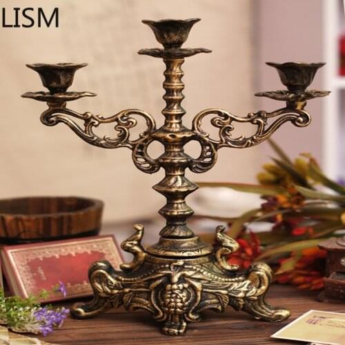 Metal Retro Candle Holders Classic Table Wedding Decoration Table Centerpieces Courtyard Decoration Cast Iron Candlestick Decor