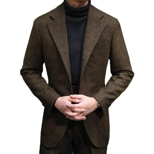 Wool Mens Suits Jacket Solid England Style Custom Made Skinny Formal Singal Breasted Smart Casual Party Evening Wear