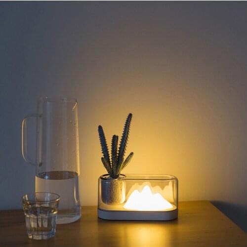 LED Desk Lamp with Wireless Charger Pen Holder Mountain Table Lamp Room Lights Decor for Baby Gifts Bedroom Decor