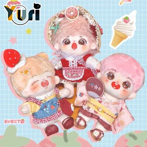 Yuri Original Strawberry Outfit Clothes For 20cm Plush Doll Toy Clothing Cute Cosplay Child Gift C
