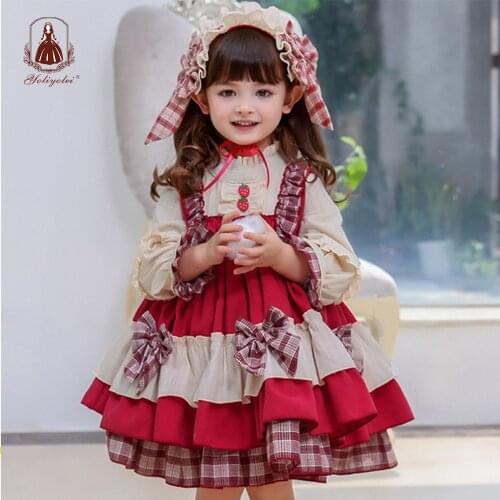 Yoliyolei Autumn Winter Lolita Kids Dress children Casual Retro long sleeves Spanish Dresses for Girl Birthday Easter Holidays