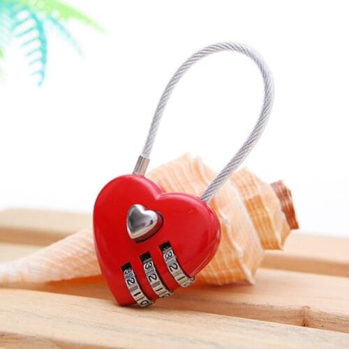 Retro Mini Heart Shape 3 Code Resettable Luggage Suitcase Bag Travel Lock Padlock Safety Diary Cupboard Locker Decor