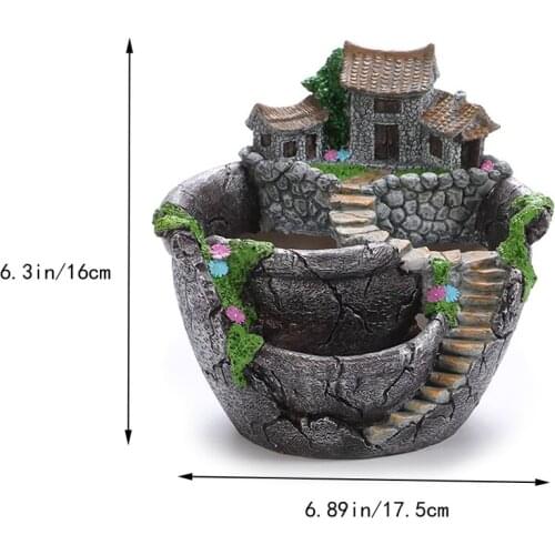 Fairy Garden Planter Flower Plant Pots with Sweet House Unique Design for Home Decoration GQ