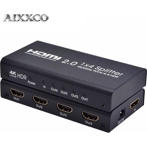AIXXCO 4K HDMI Splitter 2.0 1x4 HDMI 2.0 Splitter 1.4 HDR Splitter HDMI 2.0 4K HDMI2.0 Splitter For DVD PS3 PS4