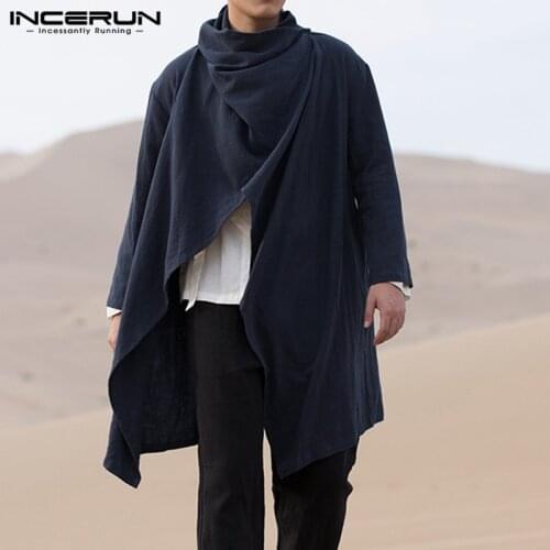 INCERUN Mens Coat Spring Autumn Hombre Irregular Loose Vintage Cardigan Outwear Punk korean Men Long Sleeve Trench Jackets Cloak