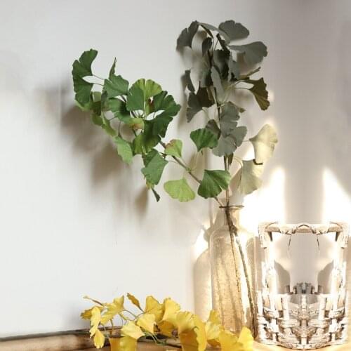 Green Artificial Leaves Large Ginkgo Leaf Plants Wall Material Decorative Fake Plants For Home Shop Garden Party Decor 75cm
