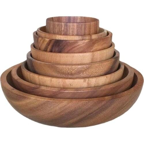 1pc Practical Wooden Cutlery Household Basin Fruit Bowl Salad Bowl Wooden Tableware Household And Basins Fruit Bowls^1 NJ70503