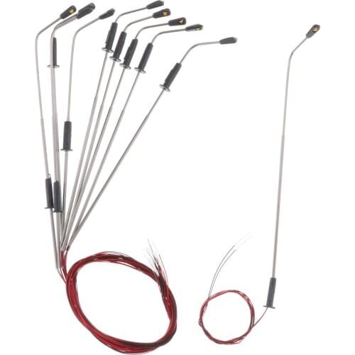 10PCS Model Railroad Scenery Single Head LED Light Landscape Lamp Post Buildings Model Kits 1:75 OO Gauge