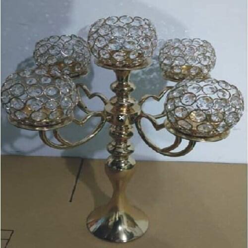 10pcs)5 Arms Gold Candelabra/Crystal Candle Holders,for Table Centerpiece Wedding Dinner ,Home Holiday Decor,Gifts