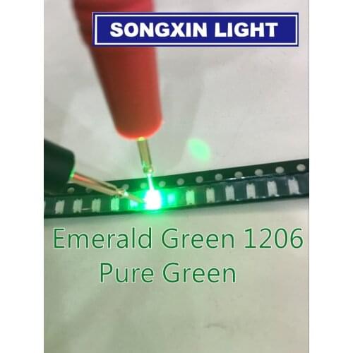 100pcs/lot Super Bright 1206 Green Lighting SMD Led Diode 3216 Diodes Pure Green 520-530nm 100-120MCD XIASONGXIN LIGHT Emerald