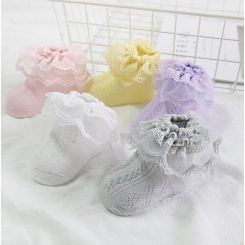 12pair/lot Spring Summer Mesh Thin Breathable Double Layer Girls Kids Baby Princess Lace Fashion Short Sock Kids Children Socks