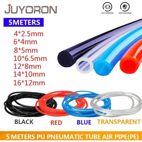 5 meters Pneumatic Tube Air Tubing Component Pneumatic Air Hose 4mm 6mm 8mm 10mm 12mm PU Pipe Air Line Hose for Compressor