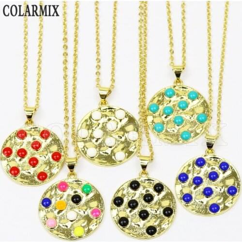6 Pcs Enamel pendant Mix color Necklace Jewelry Pendant Necklace Slim chain Jewelry Accessories Jewelry Necklace 51812