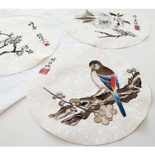 6pcs/lot Sew Large Embroidery Patch Bird Flower Branch Magpie Plum Happiness Cheongsam Dress Clothing Decoration Diy Applique