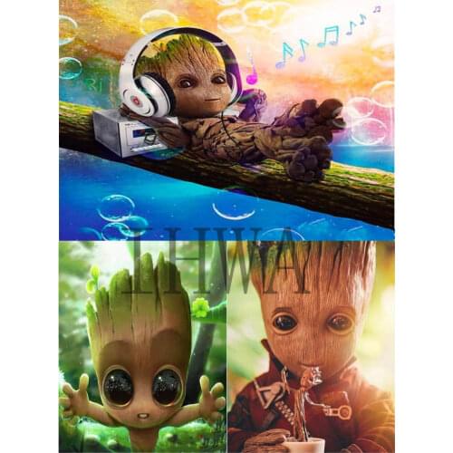 Marvel Superhero Avengers Groot DIY Diamond Painting Cracked Background Wall Art Decor Pictures for Home Decor Birthday Gift