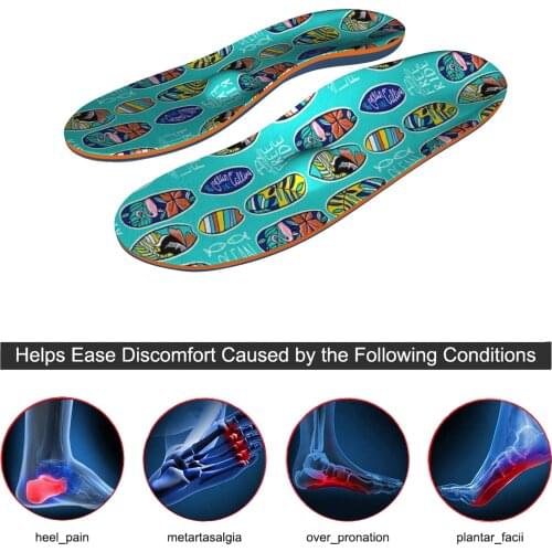 Creative Design Pattern Running Shock Absorption Arch Support Insole for Relieve Forefoot Pain Plantar Fasciitis Heel Pain