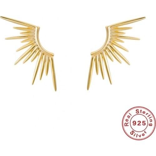 Canner 925 Sterling Silver Piercing Line Sun Rays Stud Earrings For Women Kolczyki Damskie Pendientes Support Wholesale Reseller