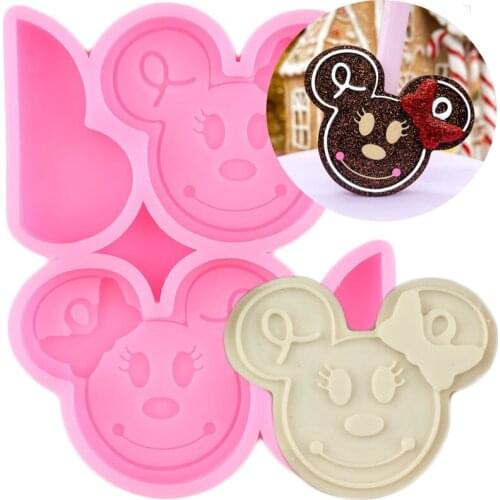 Mouse Head Bows Epoxy Resin Silicone Straw Topper Mold Christmas Gingerbread Man Candy Chocolate Fondant Cake Decorating Tools